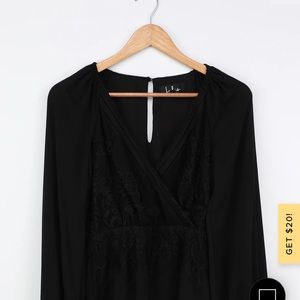Loving Arms Black Lace Long Sleeve Peplum Top